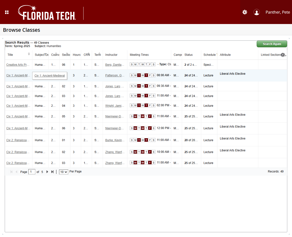 To look a further detail, select the Class link