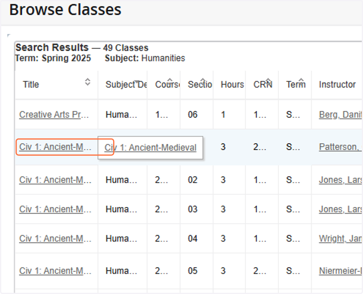 To look a further detail, select the Class link