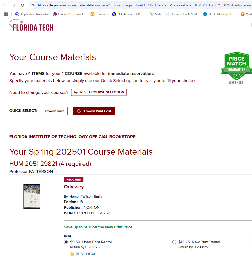 You will be sent to the Barnes & Noble website where you can view/order books for this class.