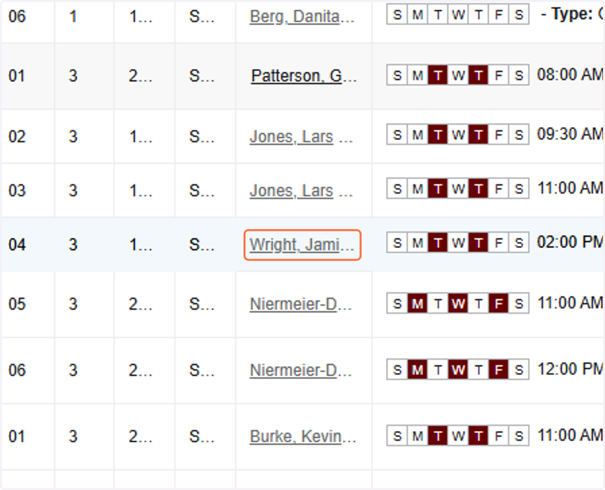 To view profile of the instructor, click on the instructor's name