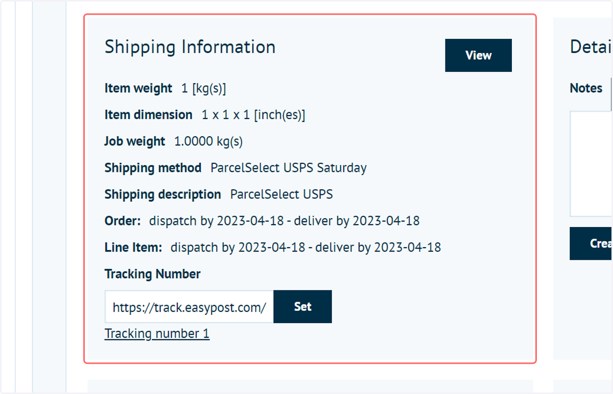 Shipping information is fully populated in SPO