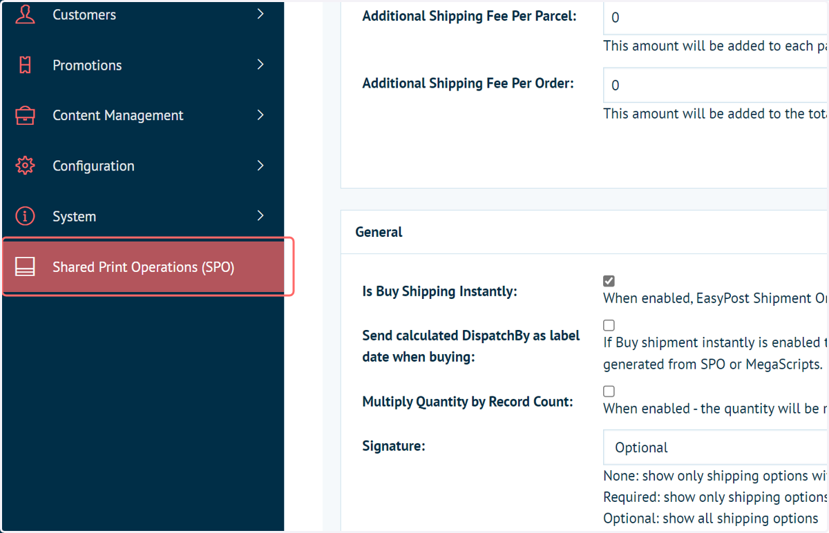 Navigate to Shared Print Operations