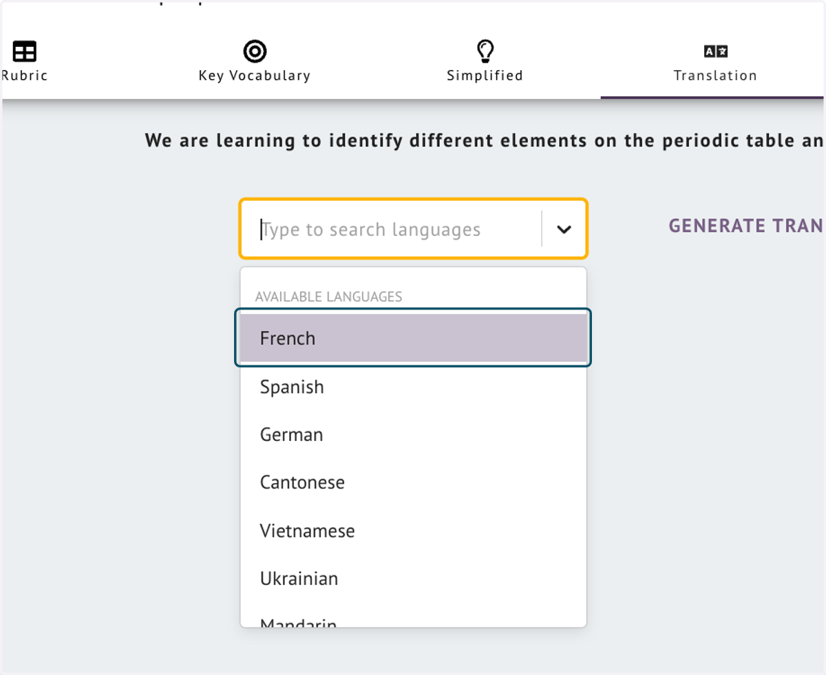 Click on French