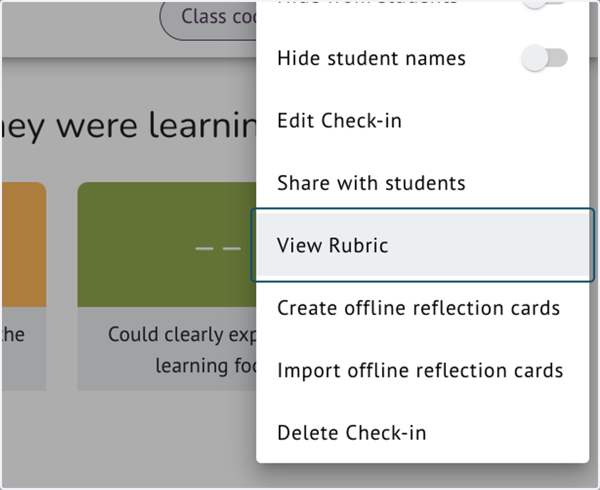 Top right menu (3 dots) View Rubric