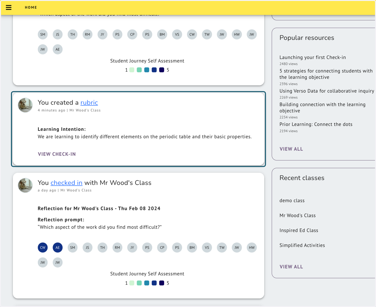 New Rubrics will appear on your homepage