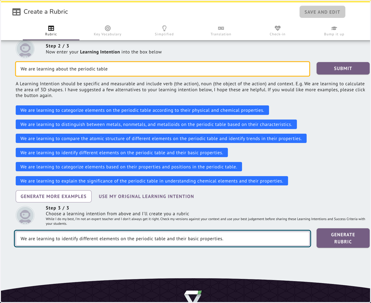 Click on the Blue Learning Intention