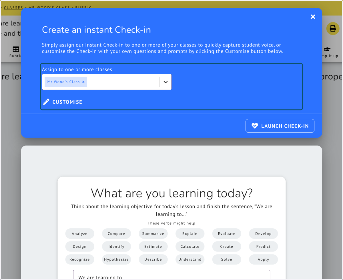 The Check-in will automatically be attached to your class