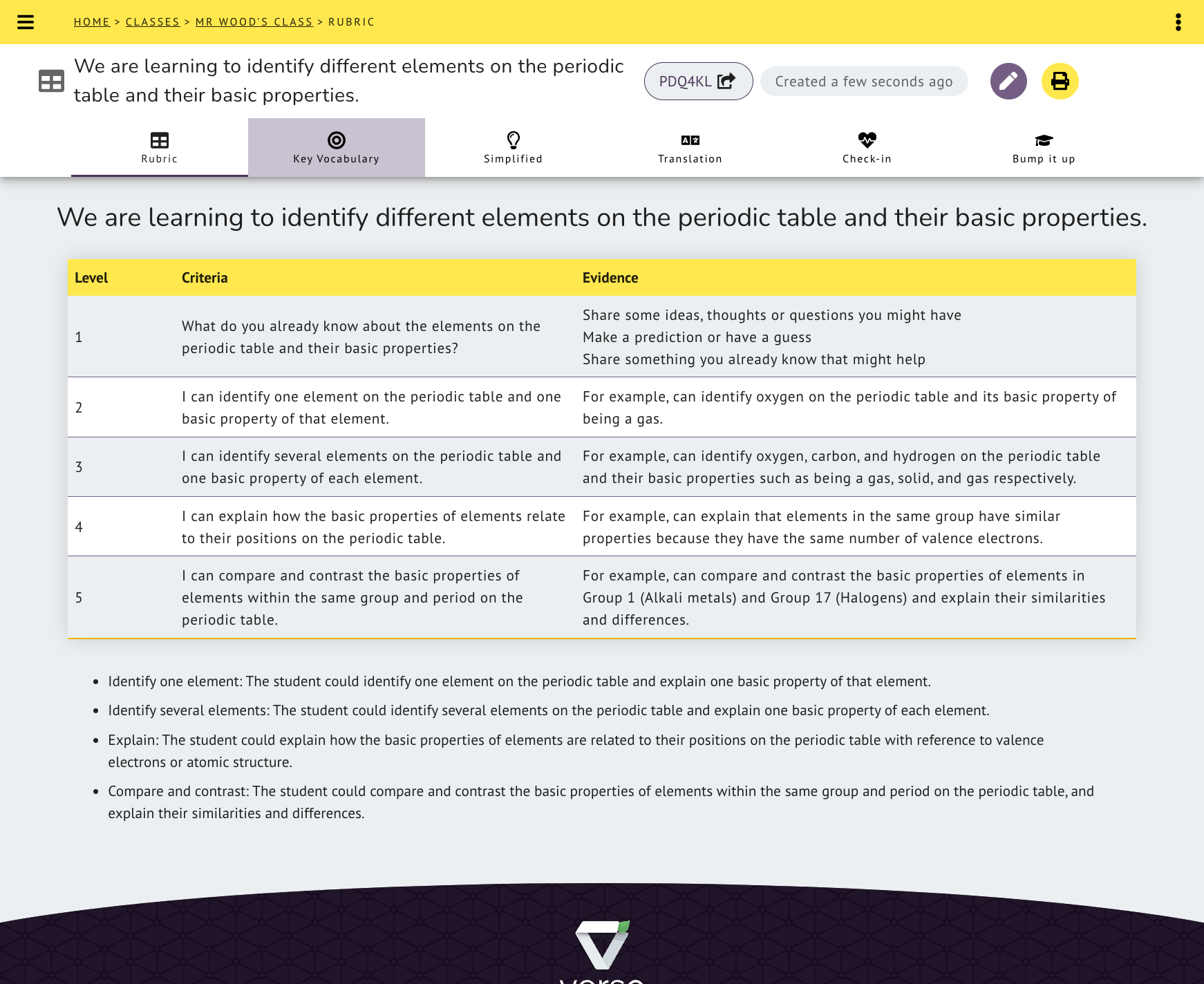 Click on the Key Vocabulary tab to see a list of essential vocab