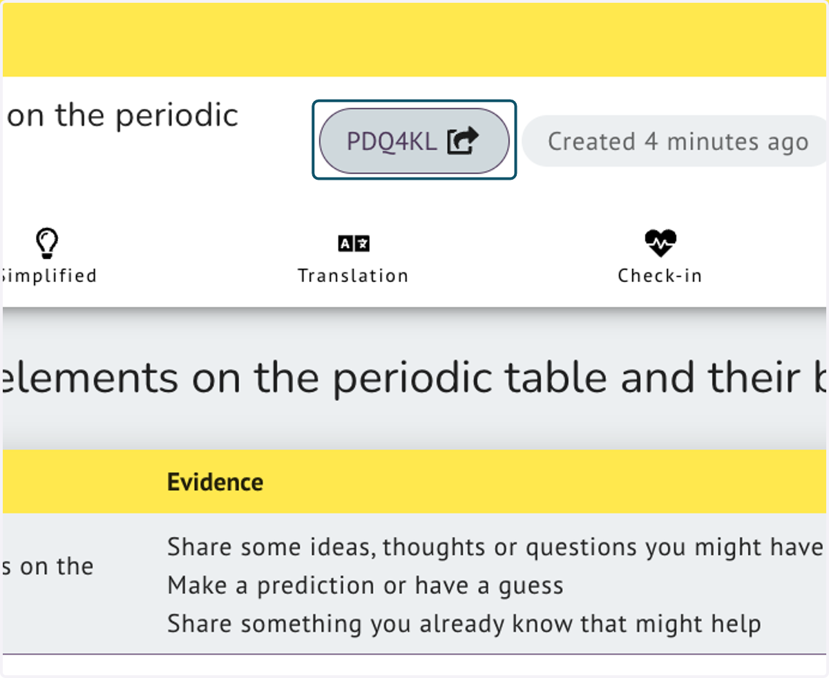 Click on the share button to share the Rubric with your students