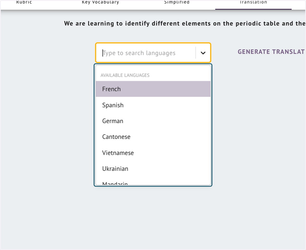Select one of the available languages.