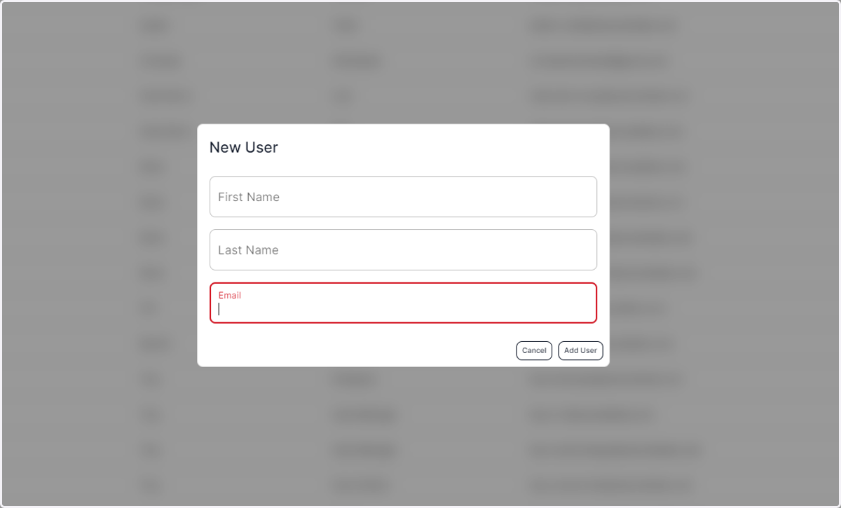 Fill out the New User information
