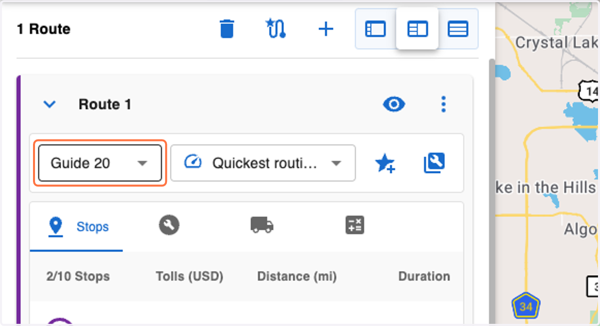 Click on the Guide Version dropdown menu