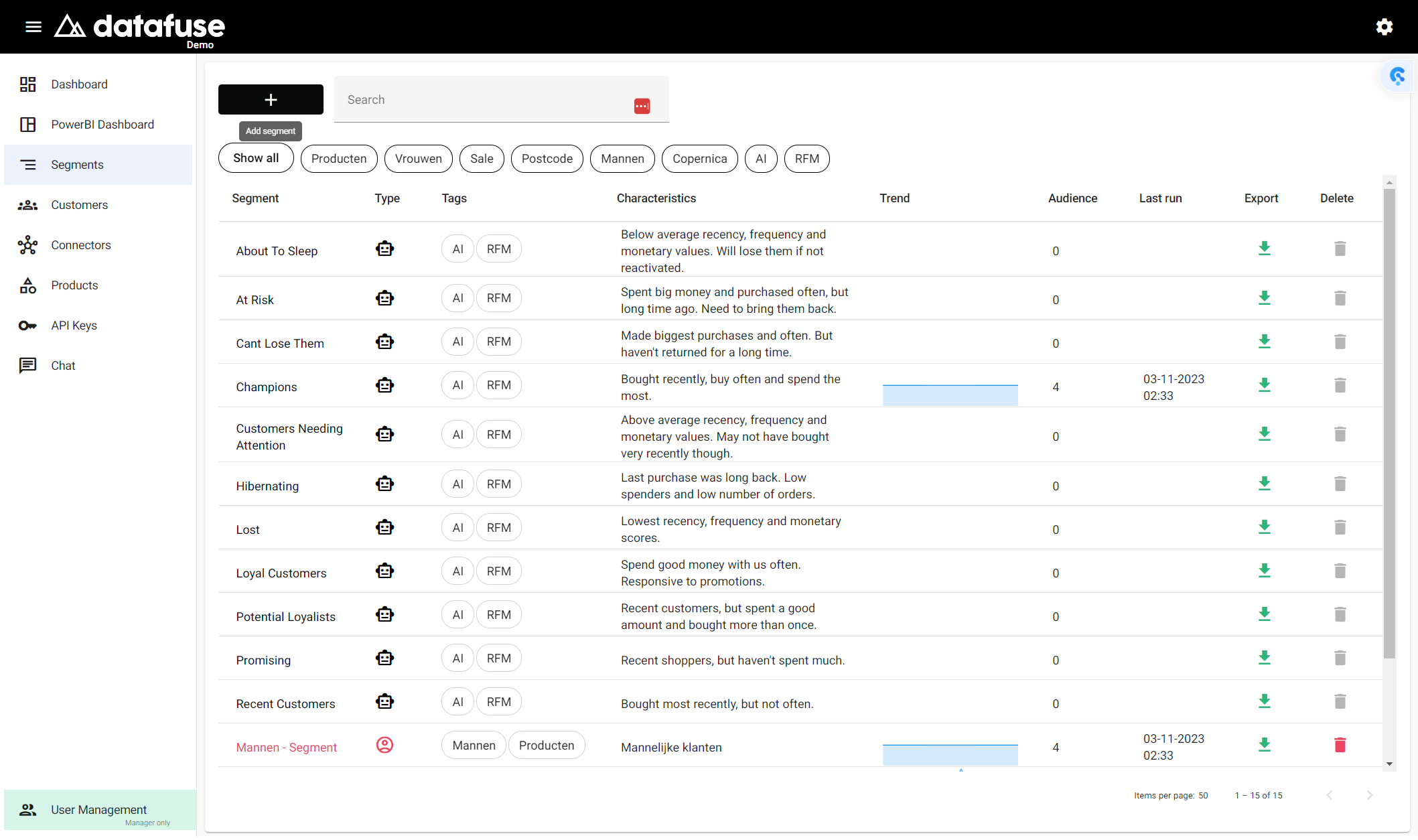 Klik op add segment