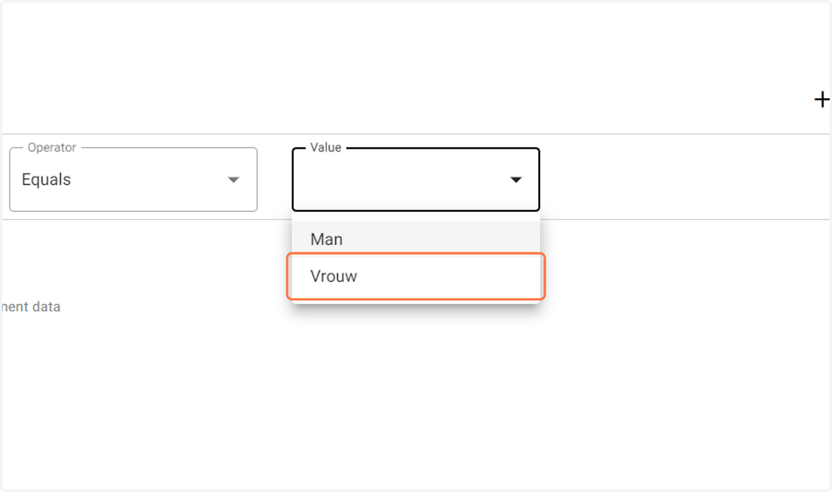 Hier kan je aangeven dat het gefilterd moet worden op 'vrouw'