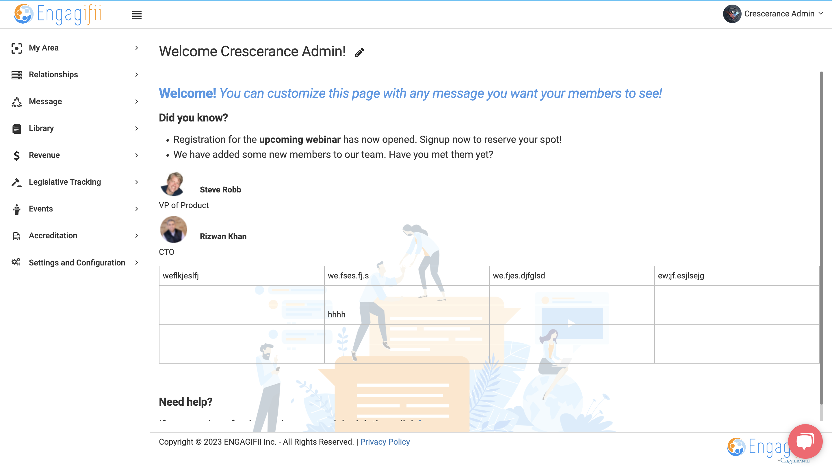 Once you have logged into Engagifii, head over to the top right of the page and click on your name