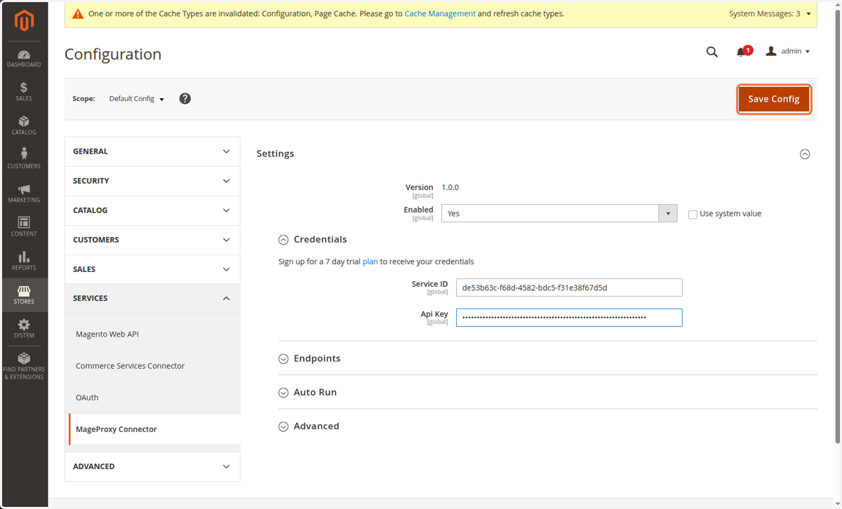 Click on Save Config