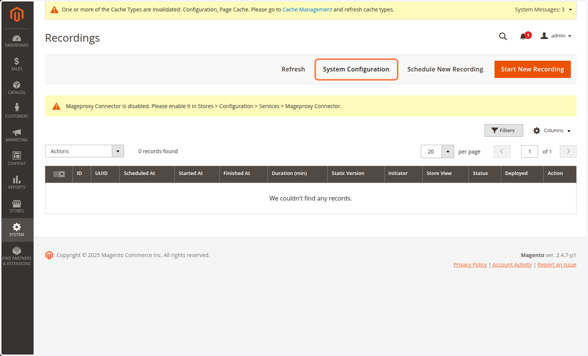 Click on System Configuration in the top menu