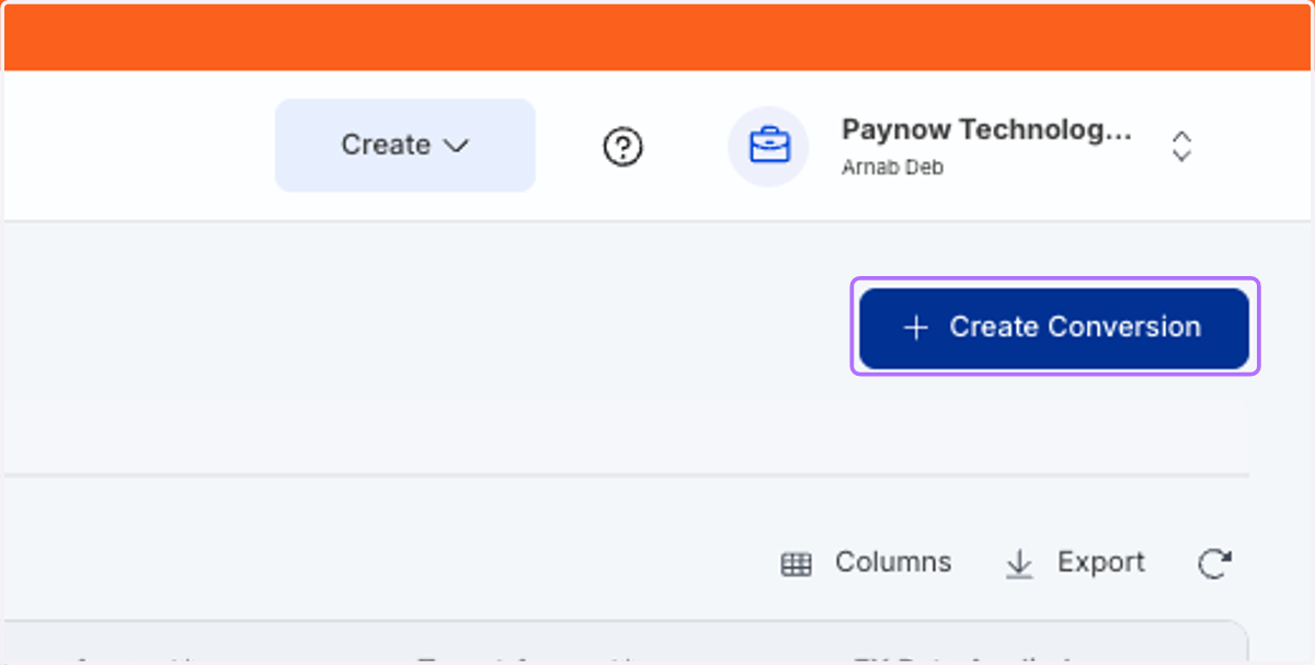 Click on Create Conversion