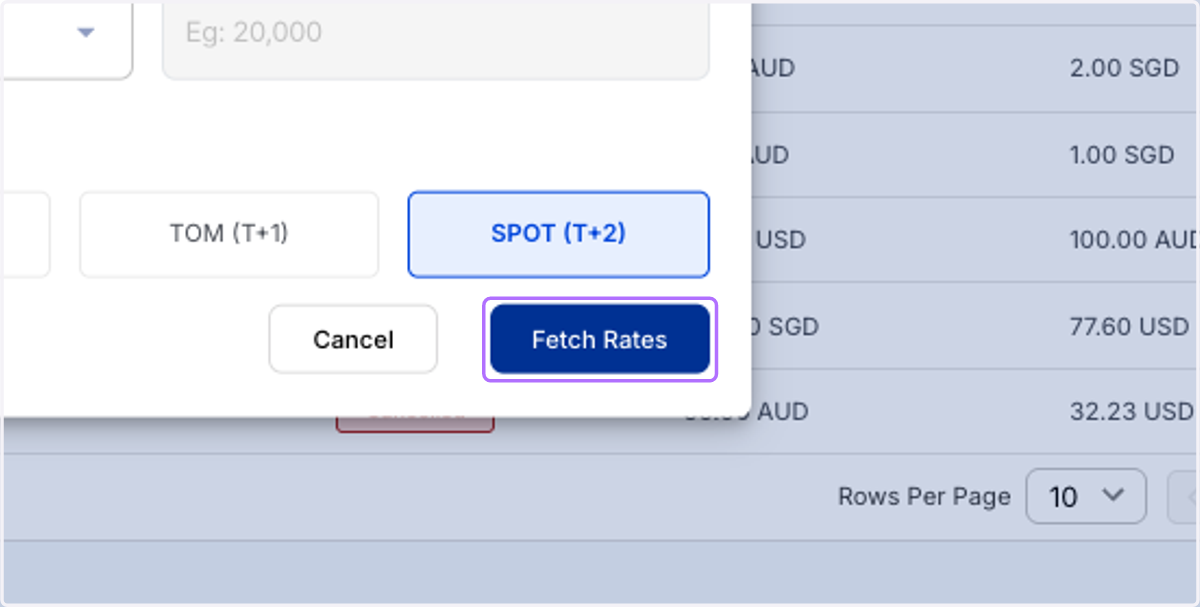 Click on Fetch Rates to view live rates & confirm to proceed