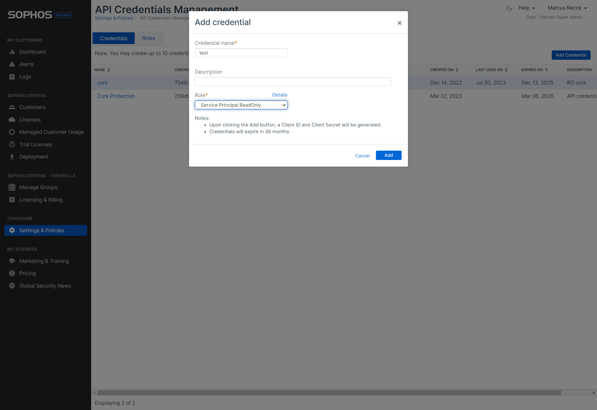 Click on Add