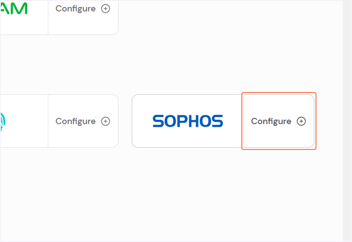 Locate the Sophos connection icon and click on Configure