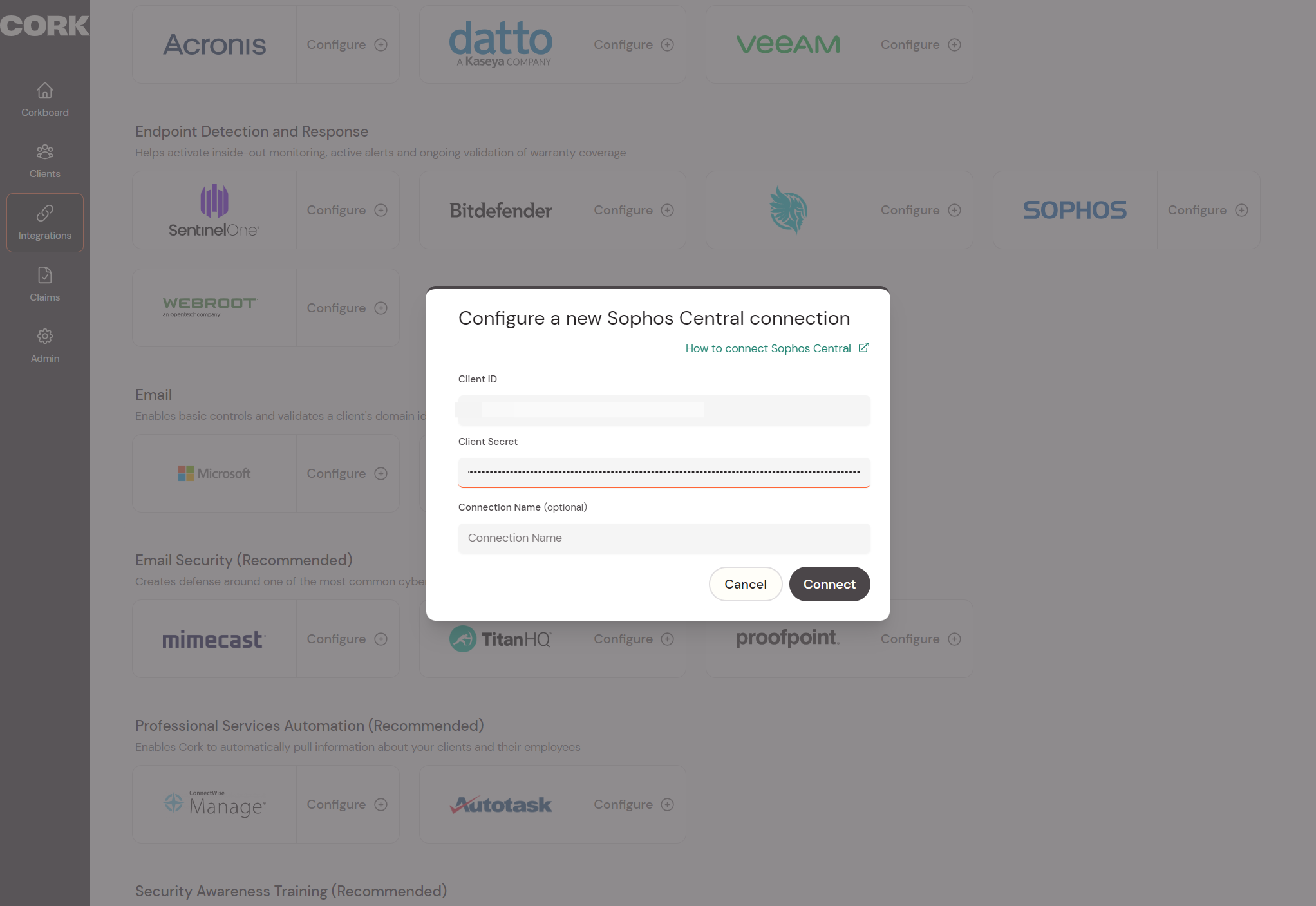 Paste the copied client secret into the Client Secret field