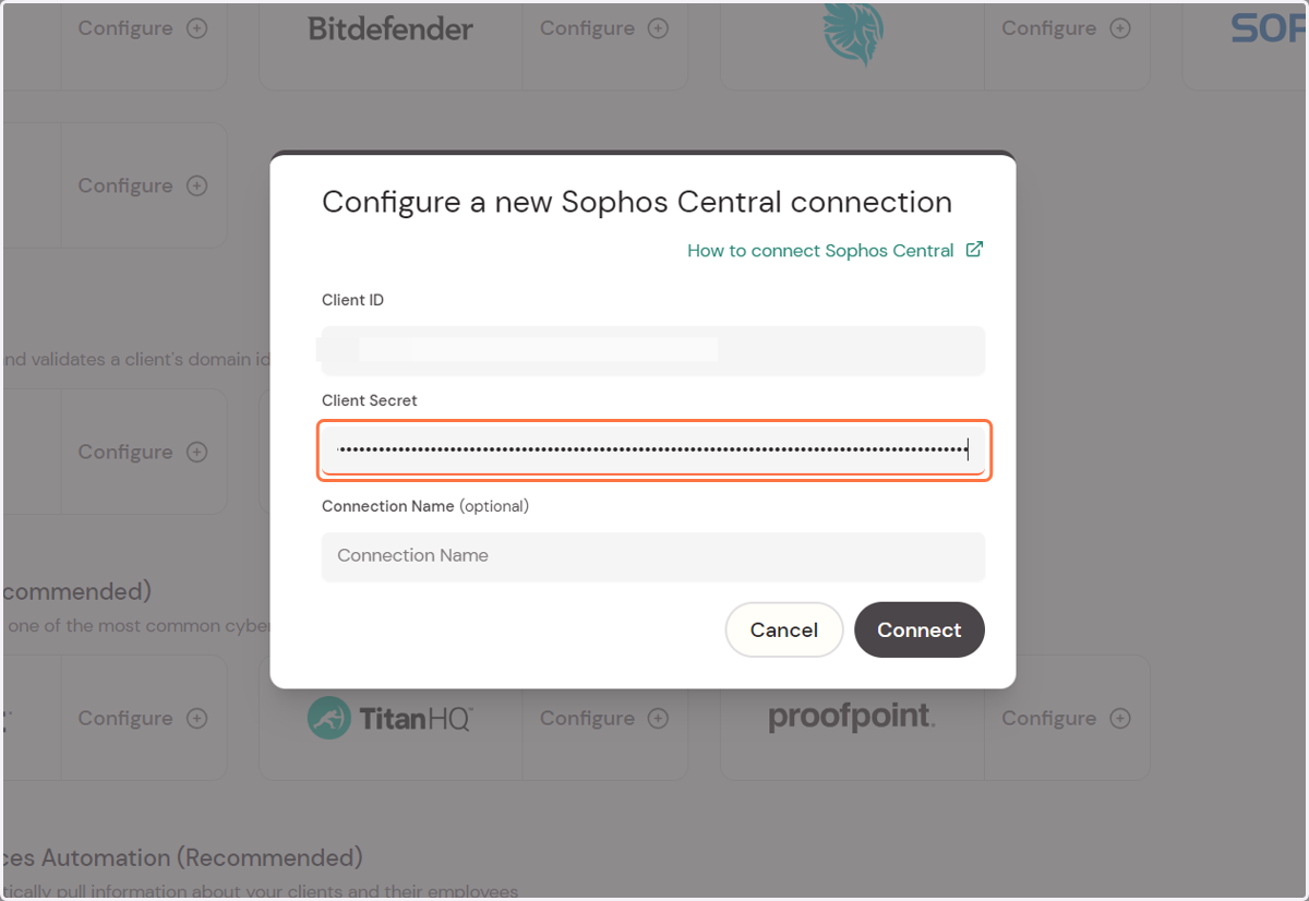 Paste the copied client secret into the Client Secret field