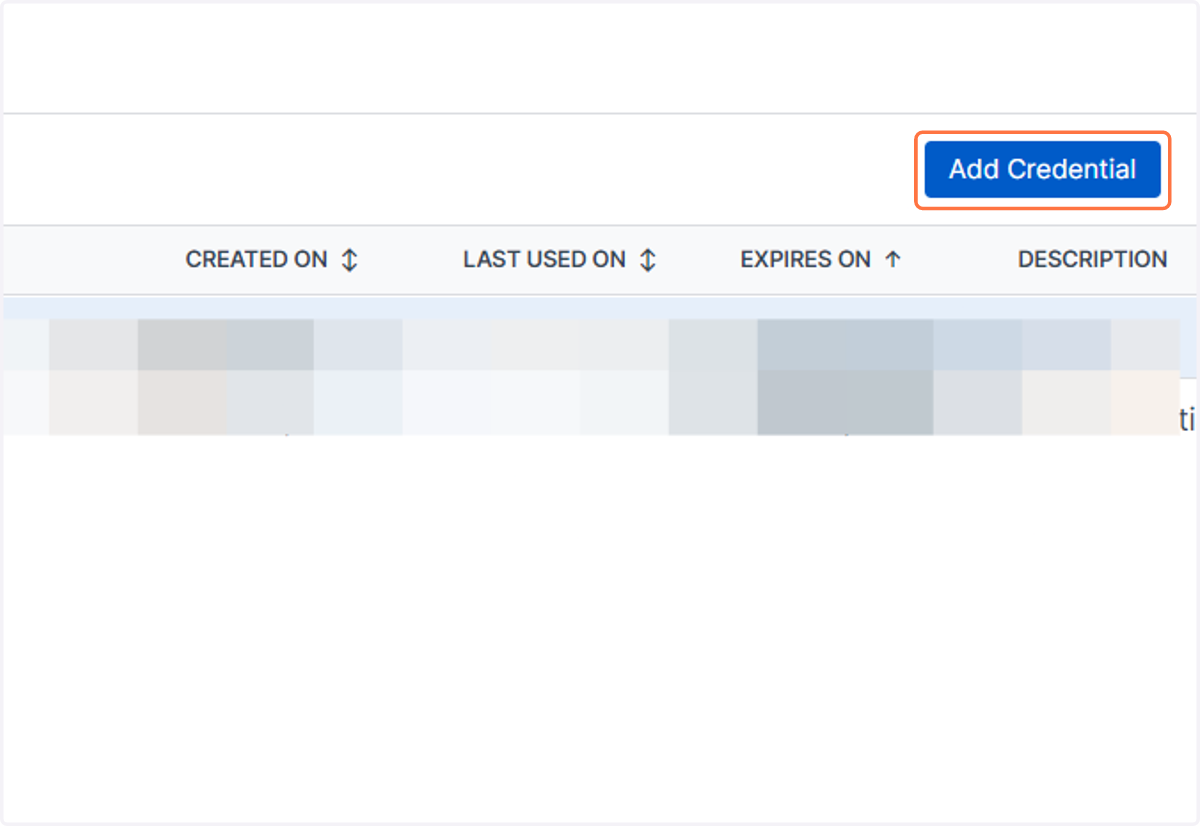 Click on Add Credential