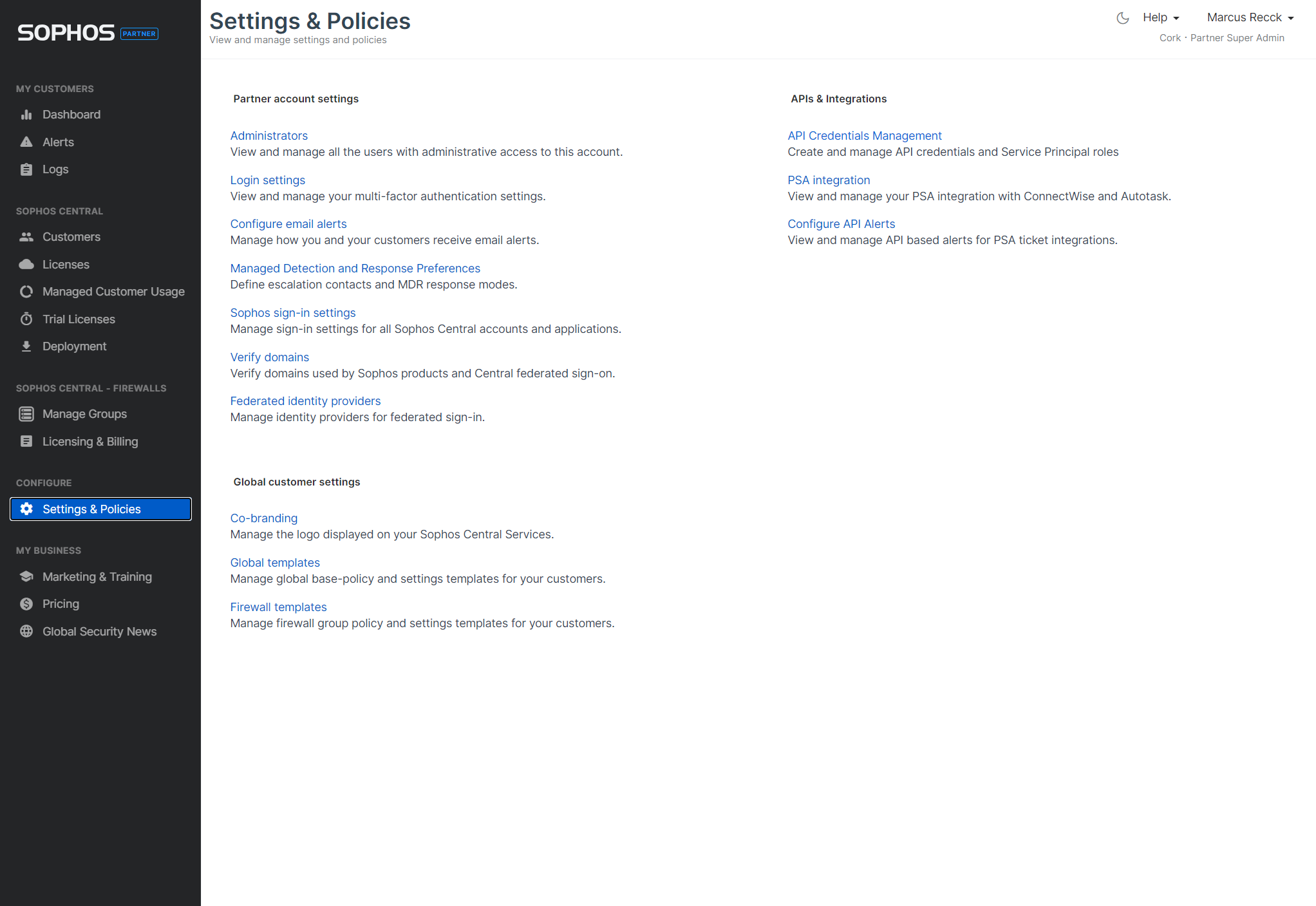 Click on API Credentials Management