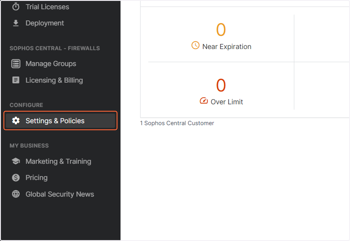Click on Settings & Policies