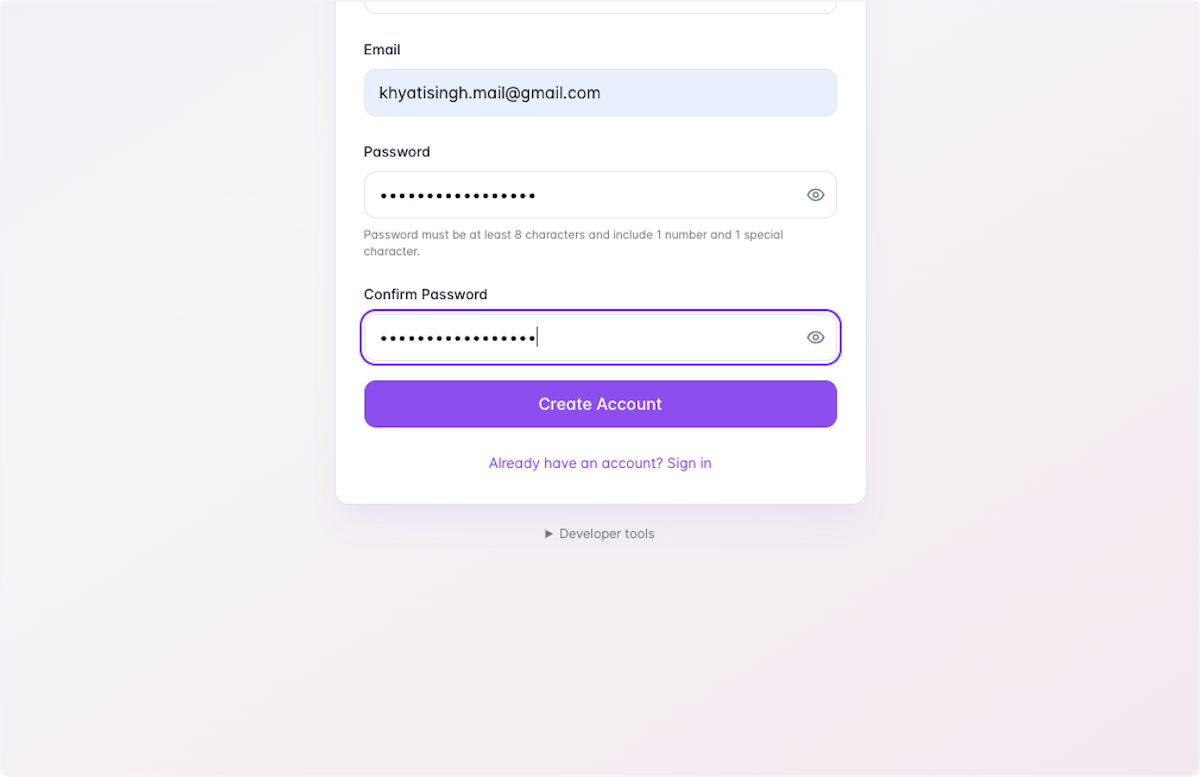 Click on Create Account
