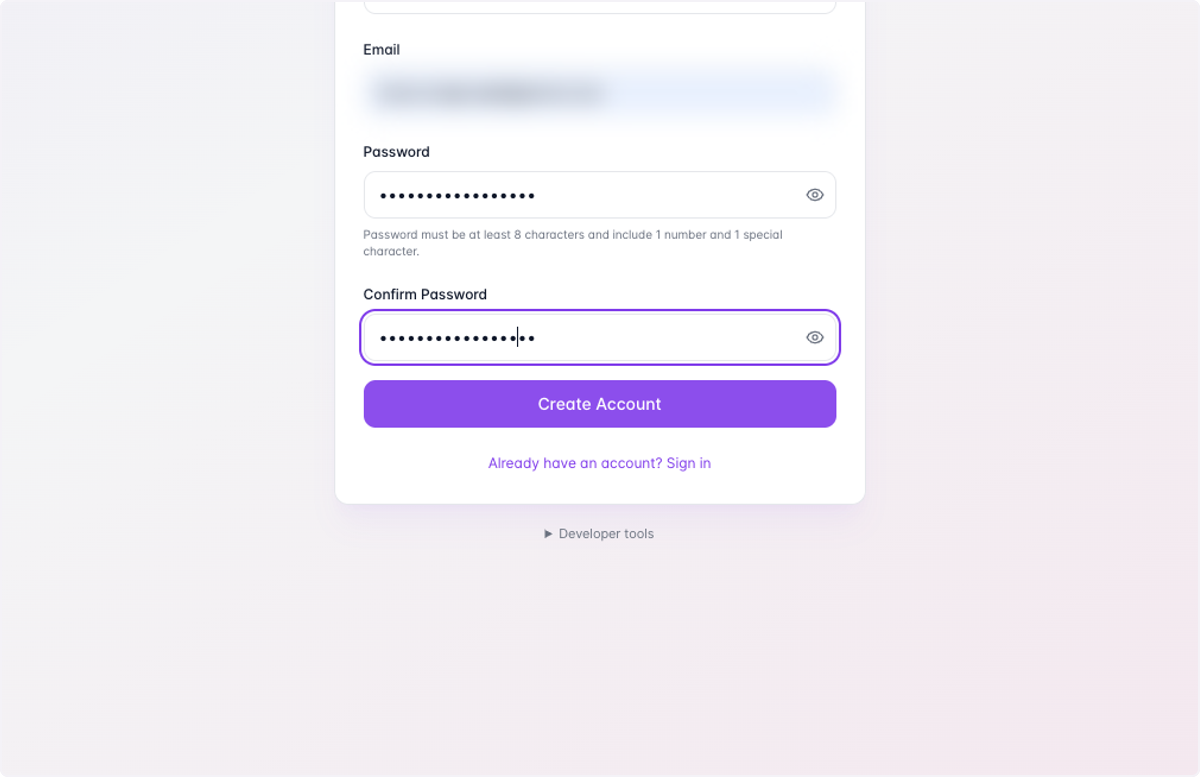 Click on Create Account