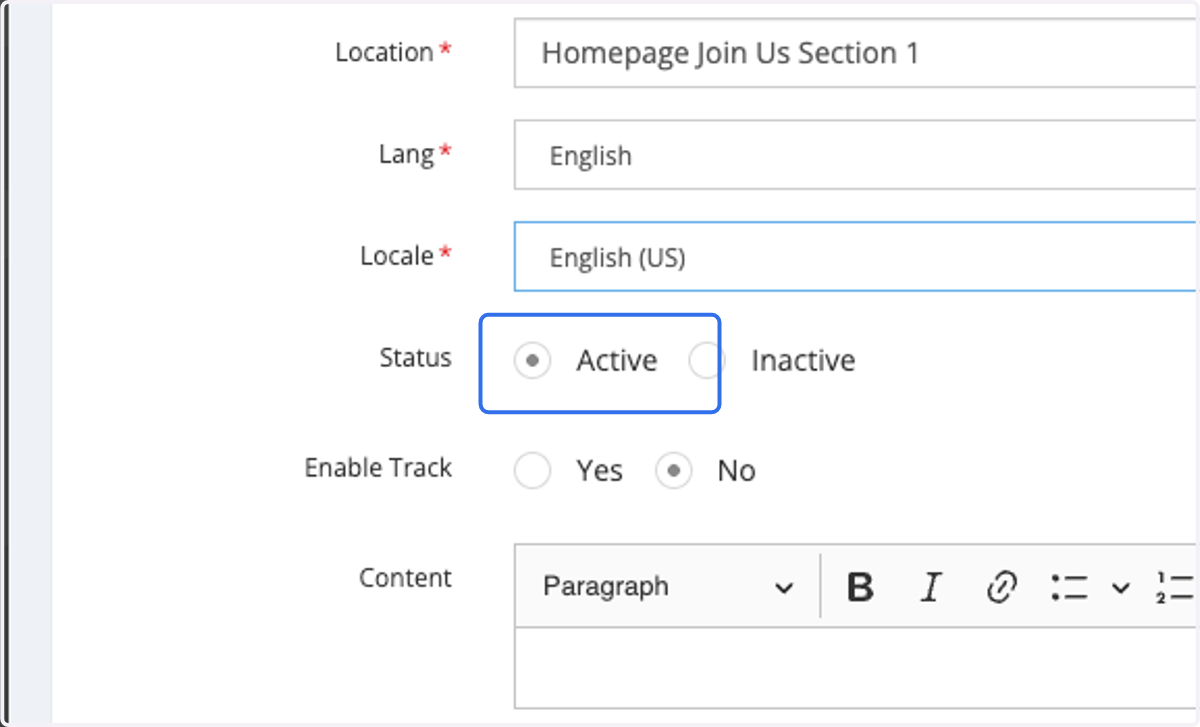 Click on Active