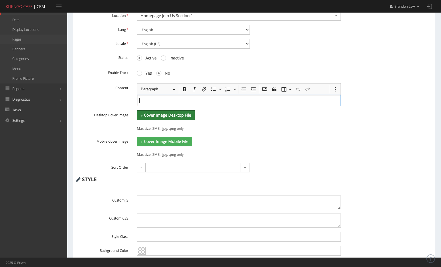 Upload Desktop Cover Image
