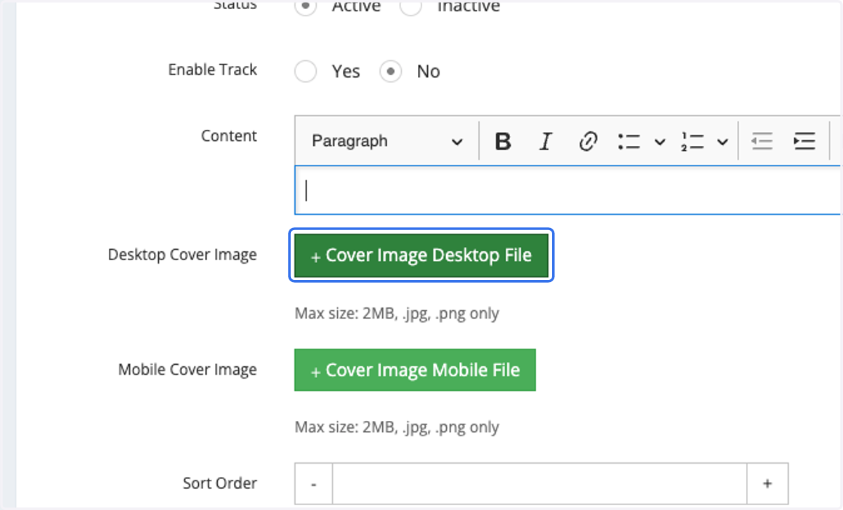 Upload Desktop Cover Image