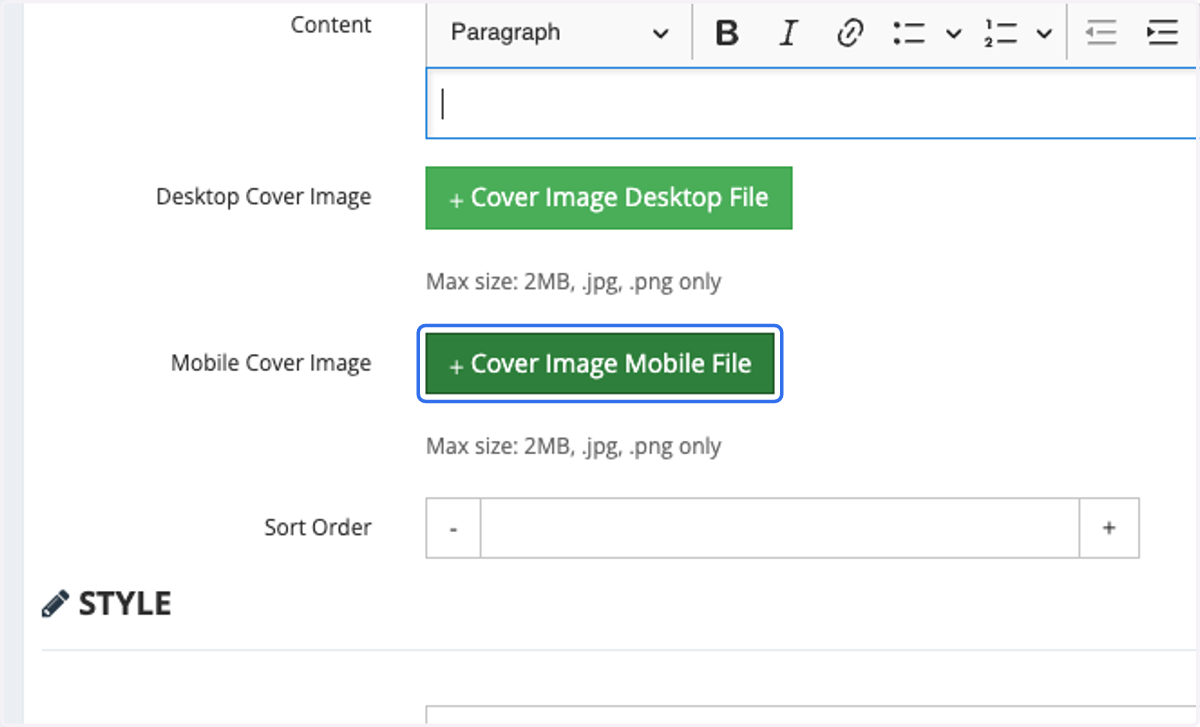 Upload Mobile Cover Image