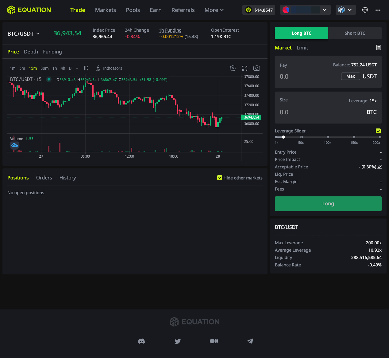 You can choose between market and limit orders (a market order is an order to buy or sell an asset immediately at the current market price, while a limit order is an order to be executed when a trigger price is reached)