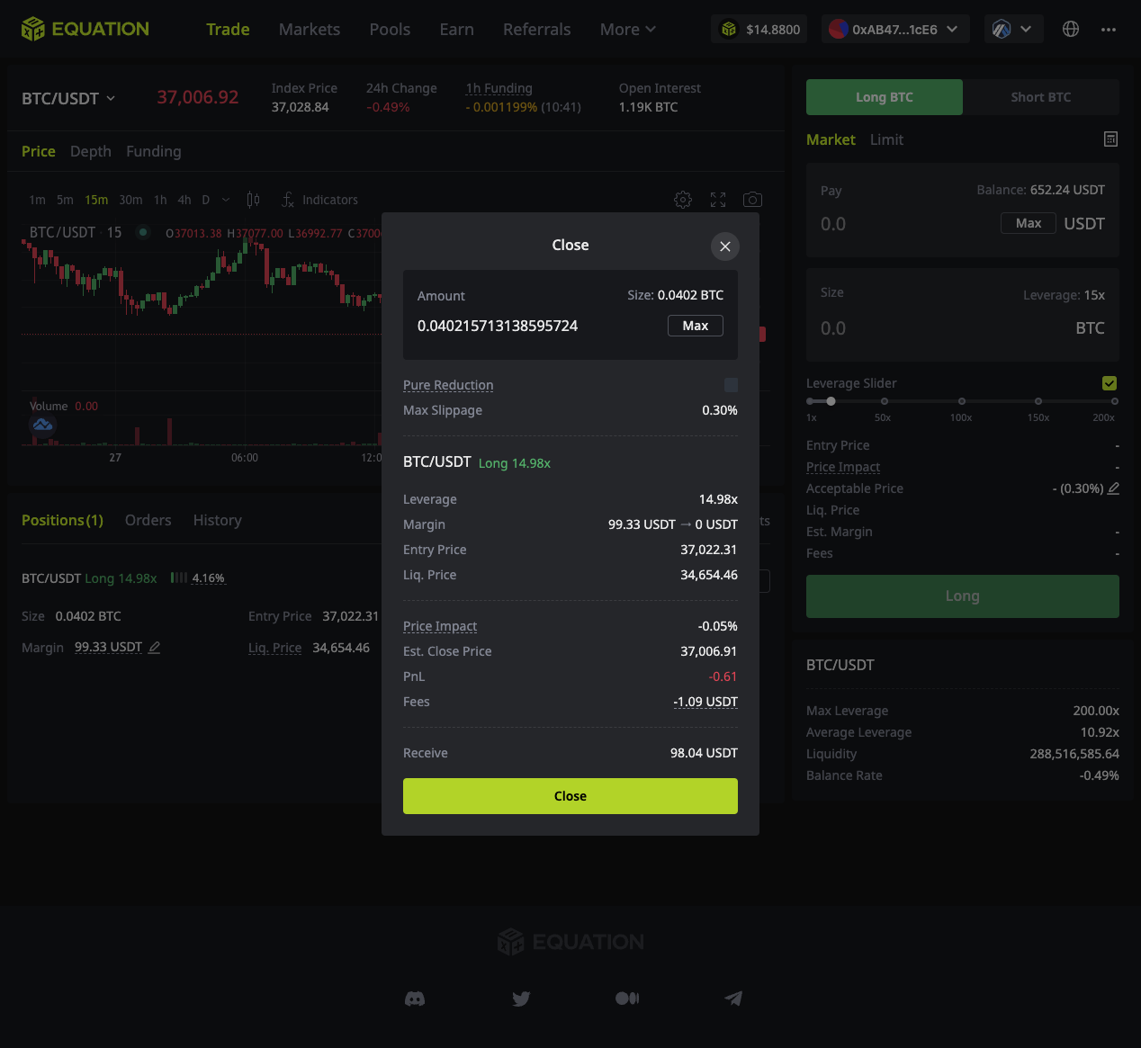 Click [Confirm] in the application box that pops up from the wallet after clicking "Close".