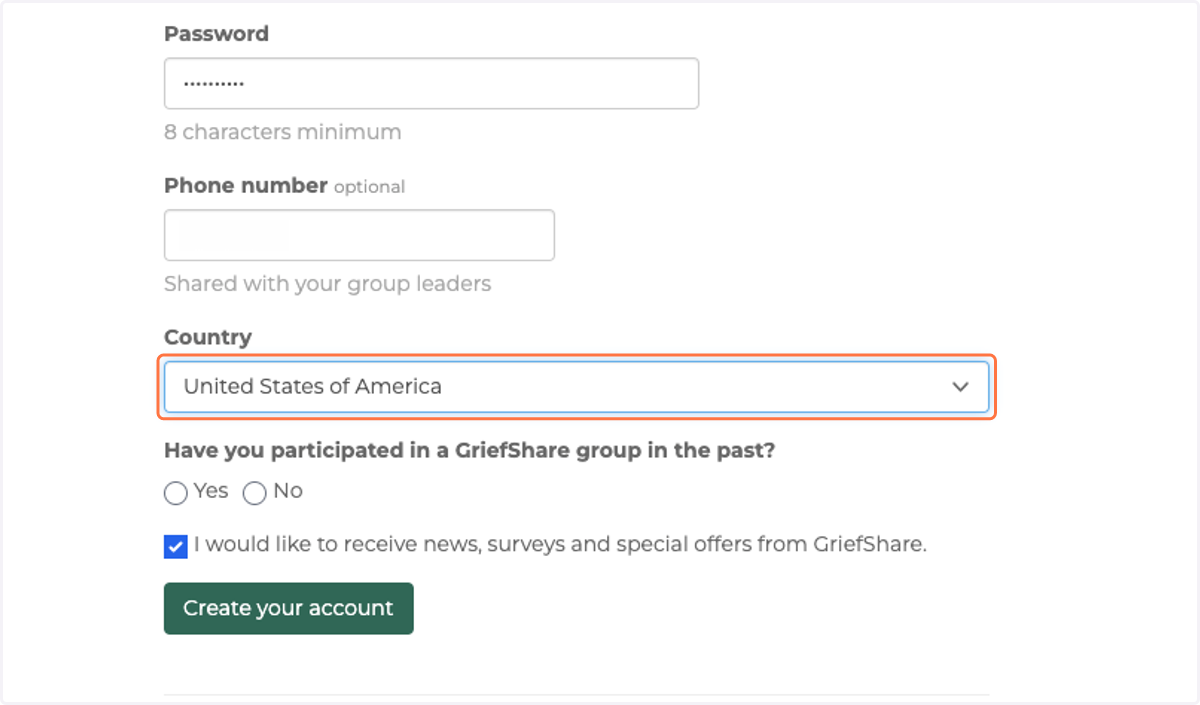 Select United States of America from Country