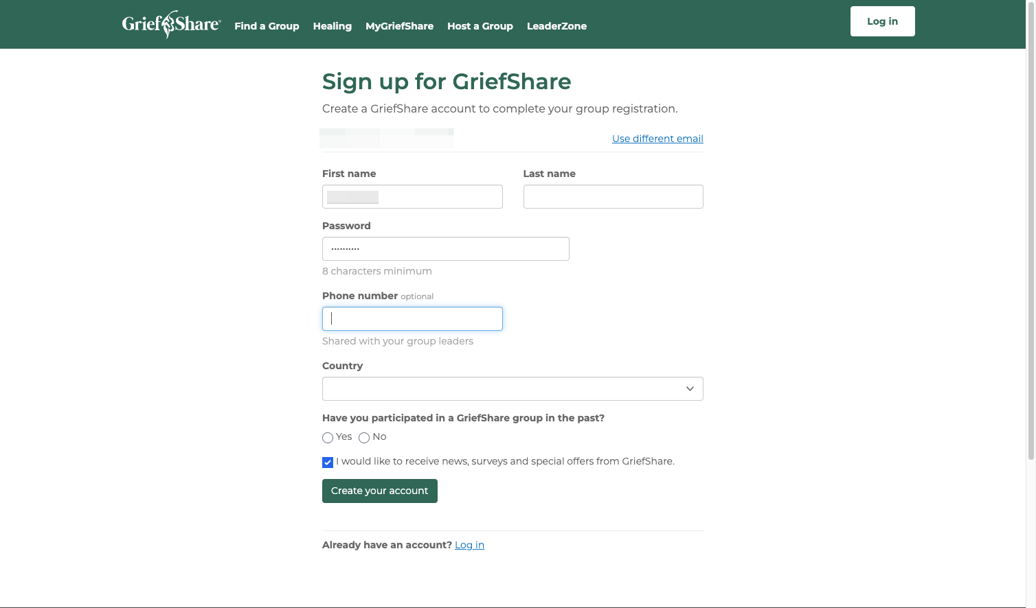 Create password