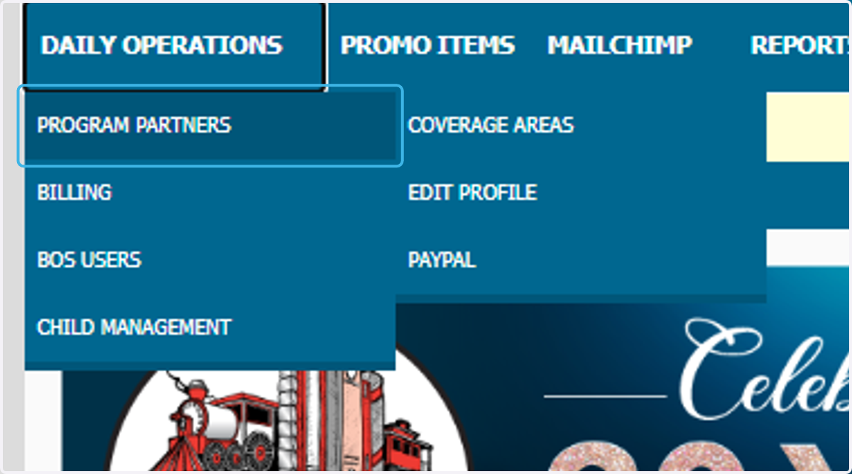 Click on PROGRAM PARTNERS