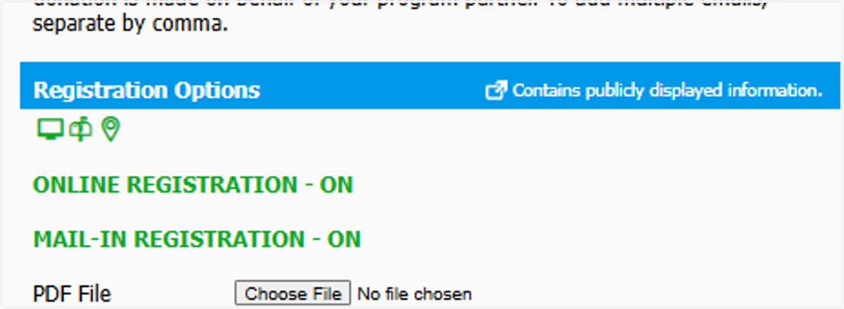 Click on the REGISTRATION icons