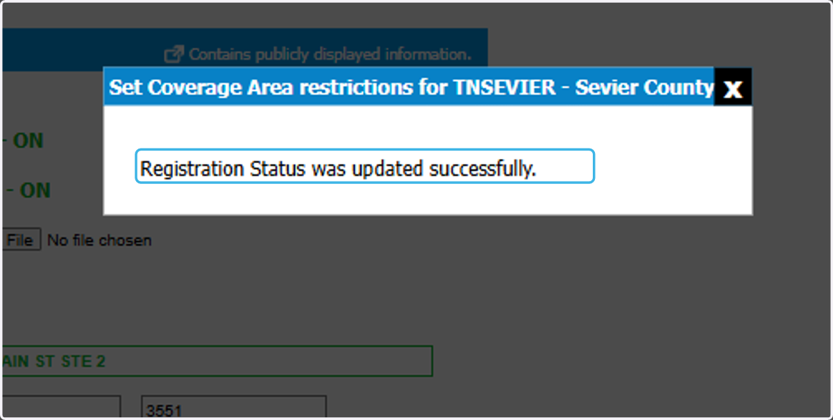 Registration Status was updated successfully.