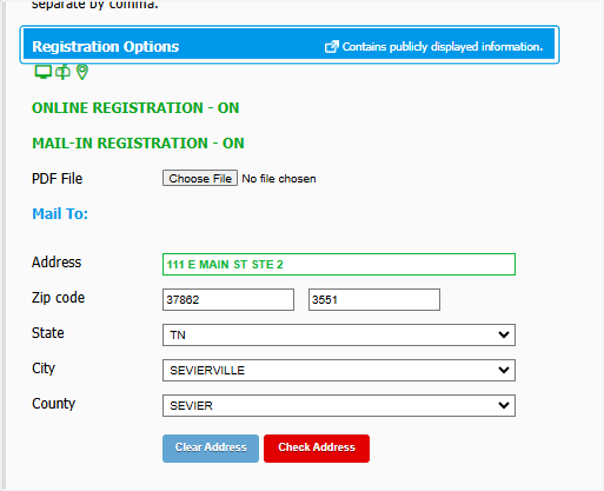 Scroll to Registration Options…