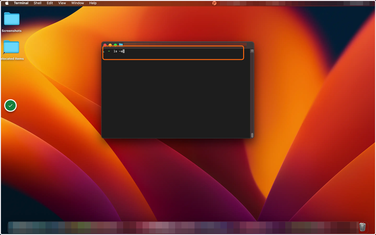 Type "ls -a" and press enter to list all available files