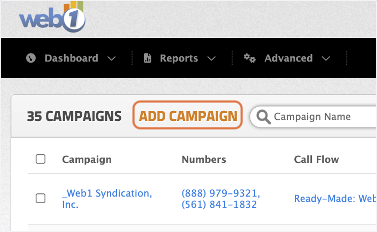 Click on ADD CAMPAIGN