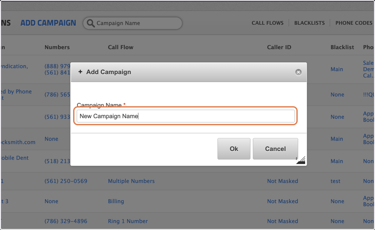 Type "New Campaign Name"
