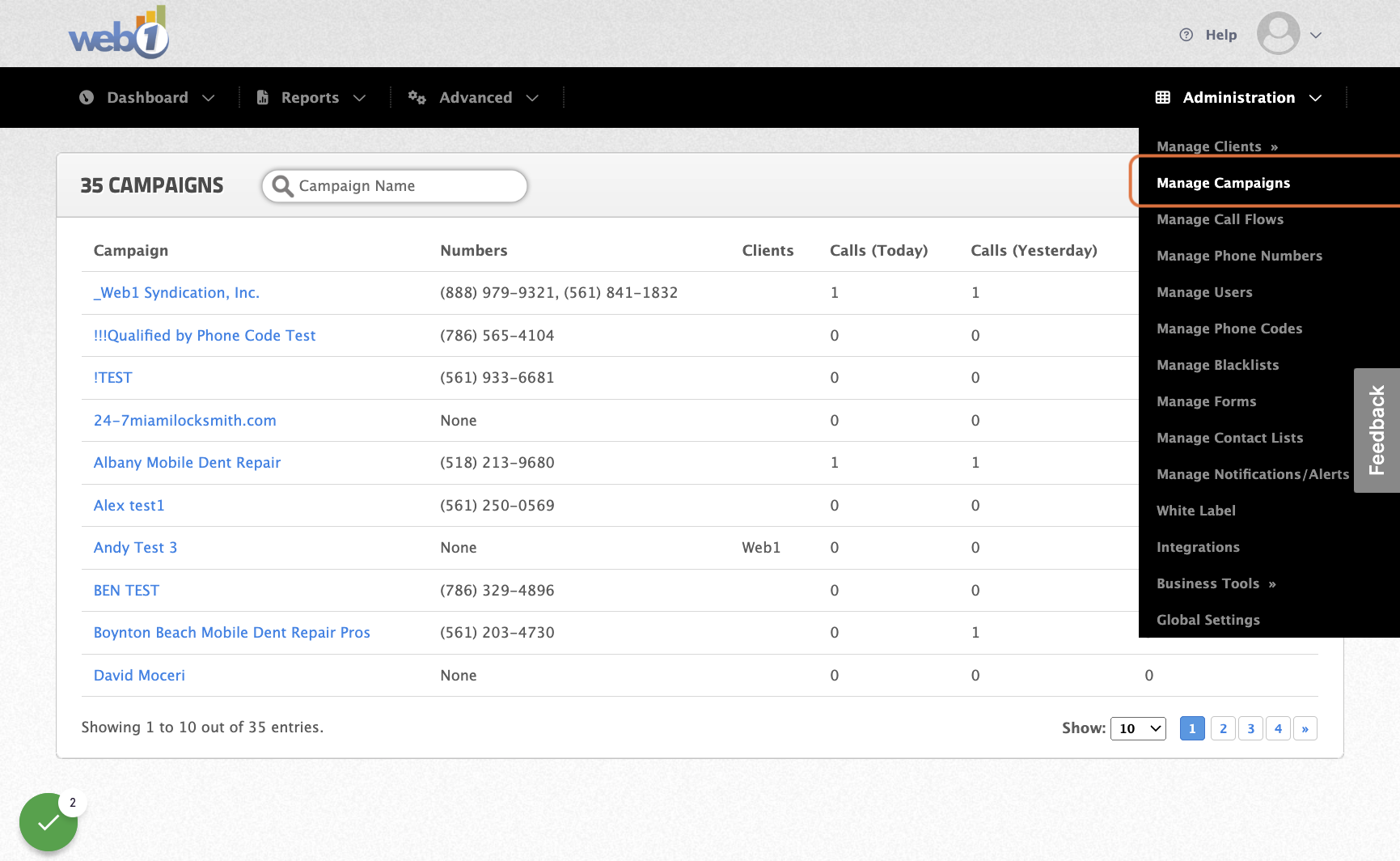 Click on Manage Campaigns
