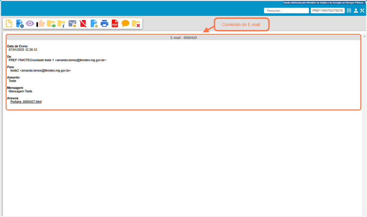Visualizar Conteúdo do E-mail