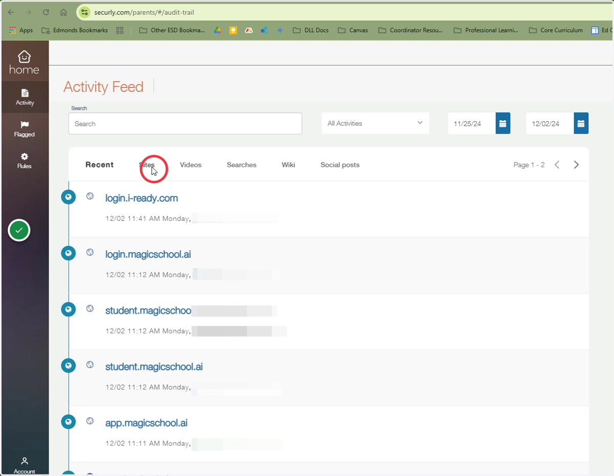 Activity feed details